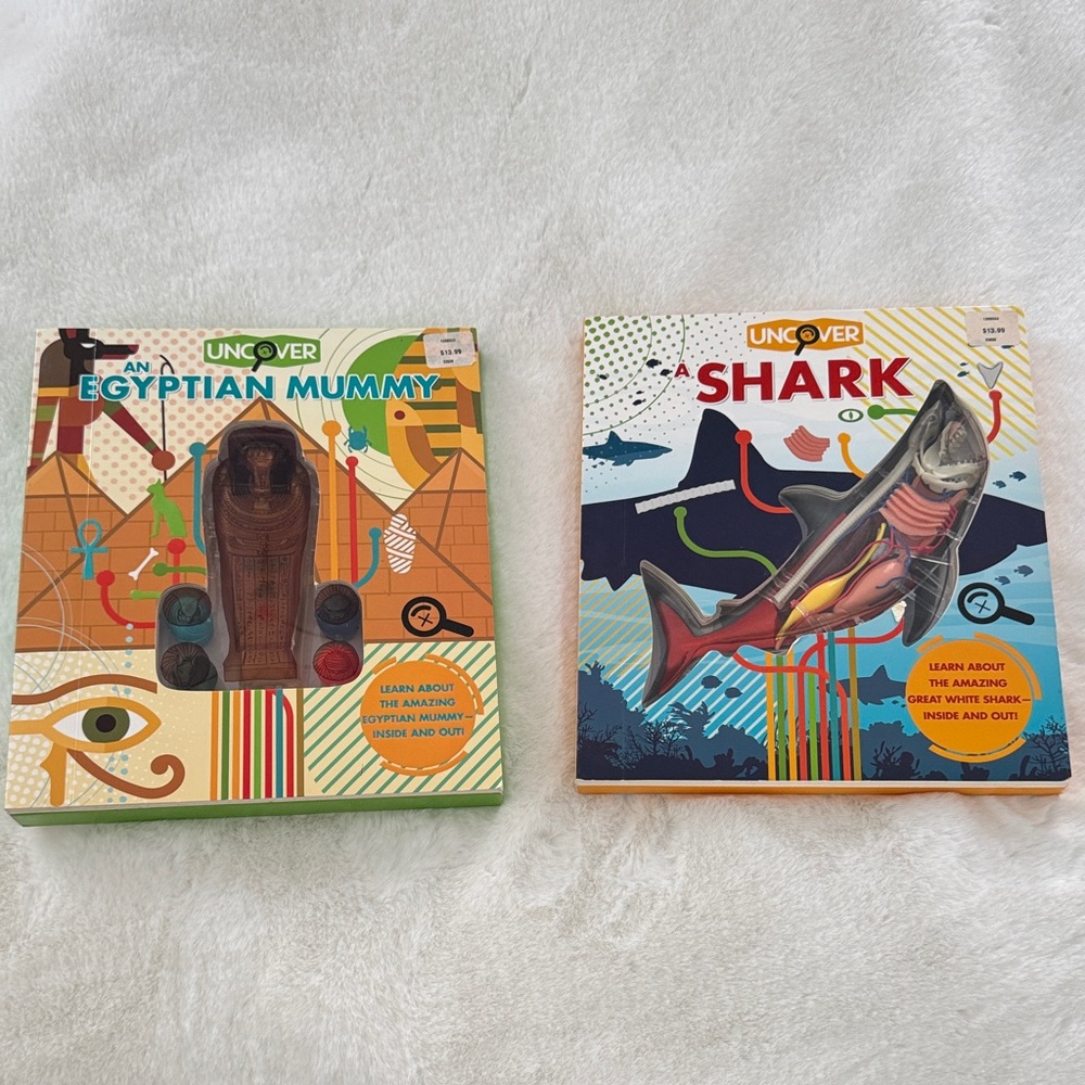 Uncover Egyptian Mummy and Shark Books
